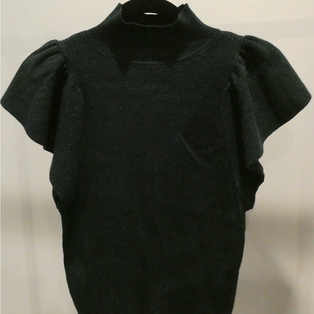 Green Puff Sleeve Sweater Top
